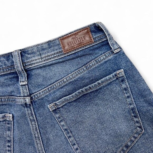 Hollister Denim High Rise Shorts Cut Off Front Seams Dark Wash‎ Size 3/26 - Picture 4 of 5